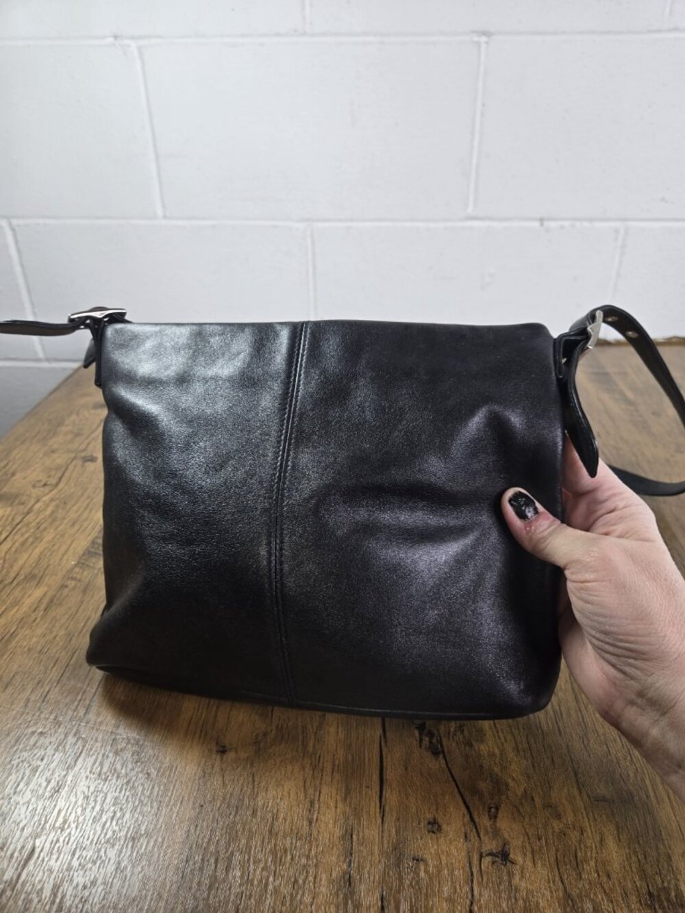 vtg y2k Etienne Aigner Black Leather Shoulder Bag minimalist - Picture 4 of 9